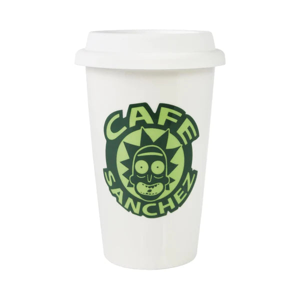 RICK AND MORTY CAFE SANCHEZ 12 OUNCE COFFEE CUP WITH LID