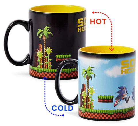 SONIC THE HEDGEHOG HEAT CHANGING 16-BIT CERAMIC COFFEE MUG | HOLDS 16 OUNCES