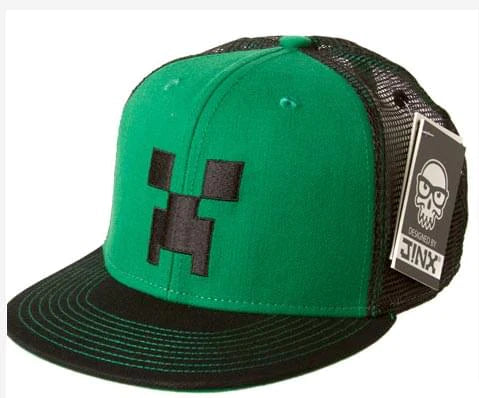 MINECRAFT CREEPER FACE PREMIUM SNAP BACK HAT GREEN/BLACK