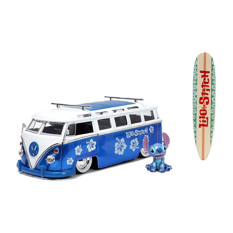 DISNEY 1:24 LILO & STITCH VOLKSWAGEN T1 BUS DIECAST CAR AND FIGURE