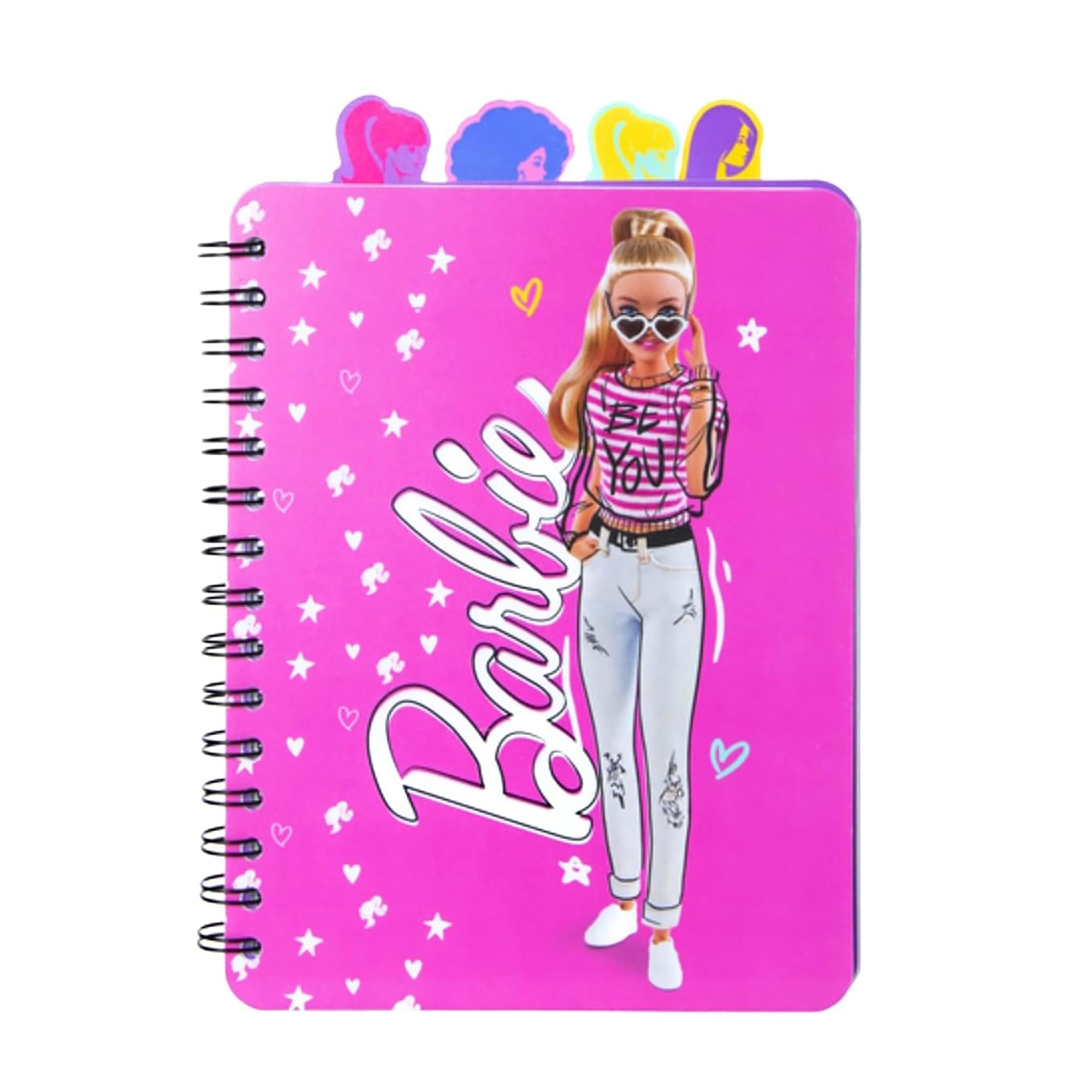 Barbie 4-Tab Spiral Notebook Journal , 9 X 6 Inches