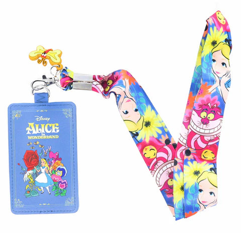 DISNEY ALICE IN WONDERLAND LANYARD WITH CARDHOLDER AND CHARM