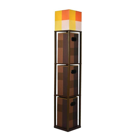 Minecraft Brownstone Torch Standing Floor Lamp and Storage Unit | 5 Feet Tall