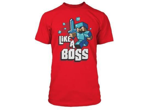 Minecraft Like A Boss Premium Red T-Shirt Youth