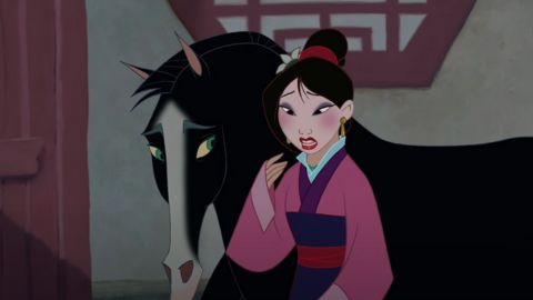 Mulan and a Black Horse