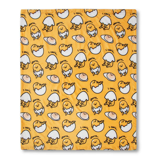 SANRIO GUDETAMA SHELL SHORTS SILK-TOUCH SHERPA THROW BLANKET | 50 X 60 INCHES