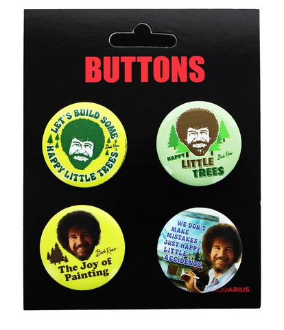 BOB ROSS CARDED BUTTON 4-PACK - VARIOUS QUOTES