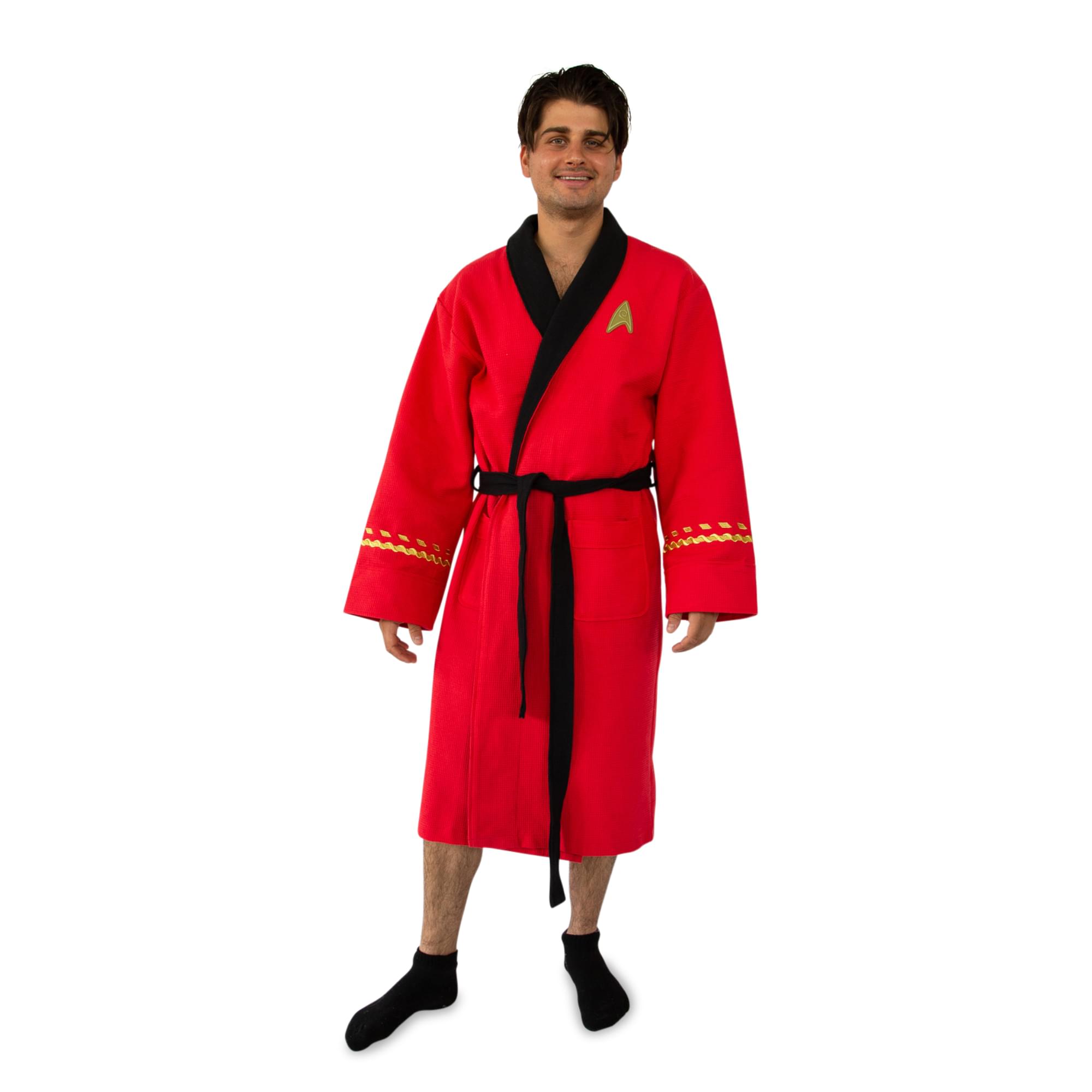 Star Trek: The Original Series Waffle-Weave Cotton Adult Robe , Red Operations