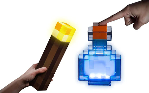 MINECRAFT LED LIGHT 12 INCH TORCH & 7 INCH POTION SET OF 2