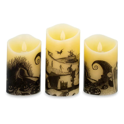 DISNEY NIGHTMARE BEFORE CHRISTMAS FLICKERING LED CANDLE MOOD LIGHTS | SET OF 3