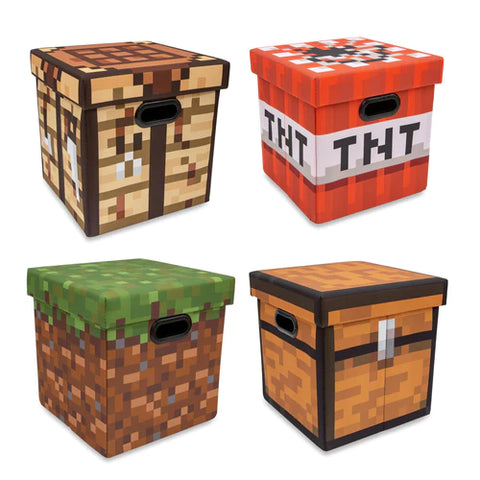 MINECRAFT 4-PIECE 13 INCH FABRIC STORAGE BIN BUNDLE