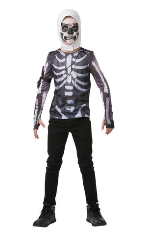 FORTNITE SKULL TROOPER TEEN COSTUME TOP & HOOD