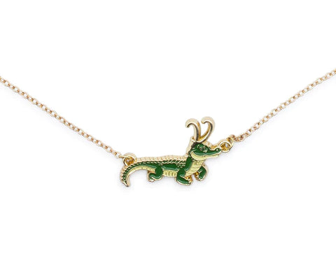 MARVEL STUDIOS LOKI ALLIGATOR PENDANT NECKLACE WITH GOLD CHAIN