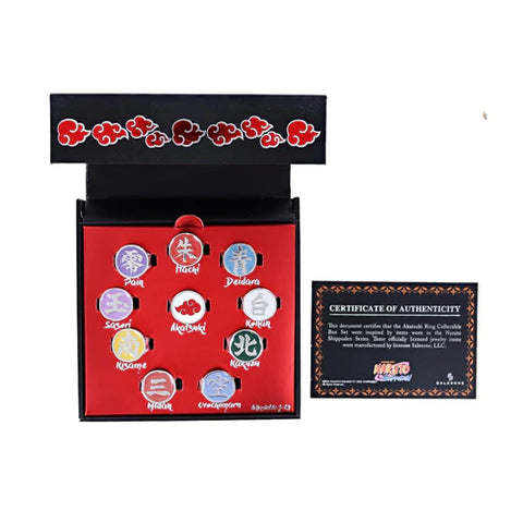 NARUTO SHIPPUDEN AKATSUKI TEN CLANS COLLECTORS RINGS SET