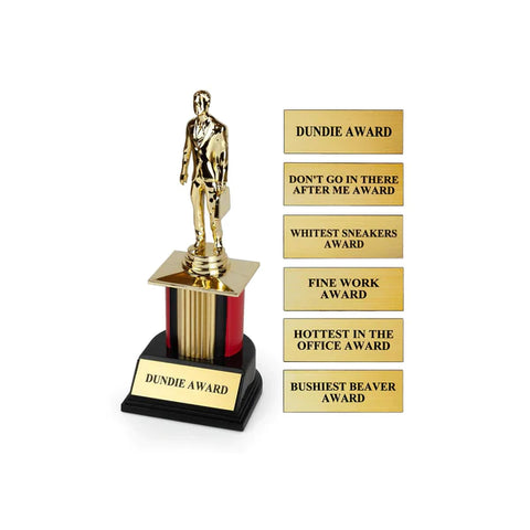 THE OFFICE DUNDIE AWARD REPLICA WITH 6 INTERCHANGEABLE PLATES | 8 INCHES TALL