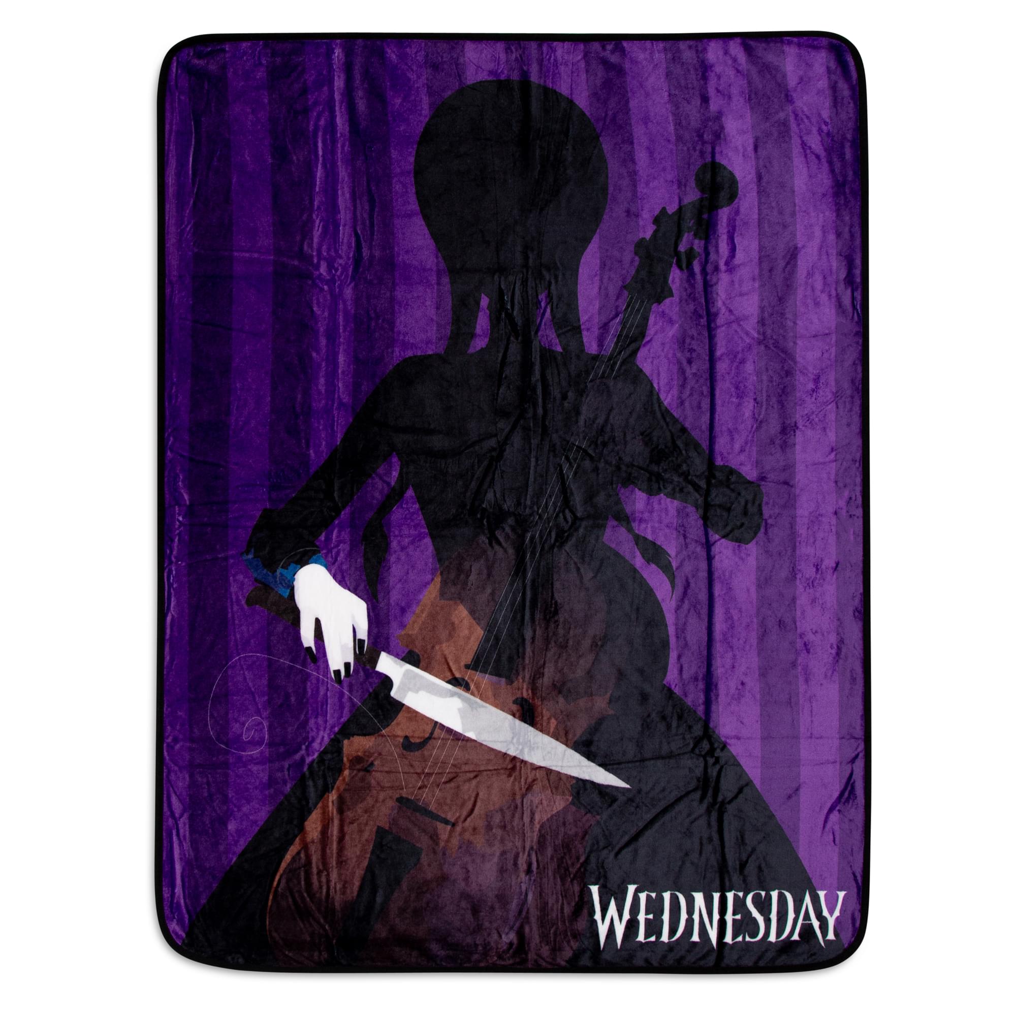 Addams Family Wednesday Cello Silhouette Fleece Throw Blanket , 45 X 60 Inches