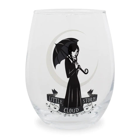 ADDAMS FAMILY WEDNESDAY "LITTLE STORM CLOUD" STEMLESS WINE GLASS | 20 OUNCES