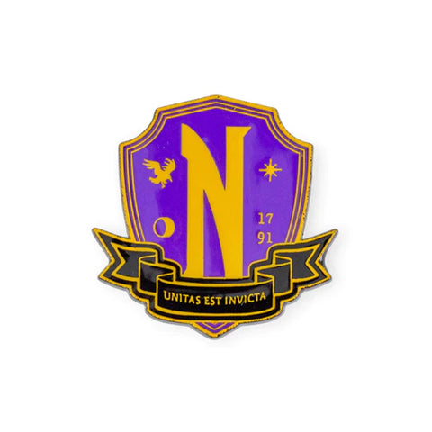 ADDAMS FAMILY WEDNESDAY NEVERMORE ACADEMY ENAMEL PIN