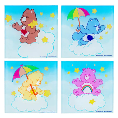 CARE BEARS CLOUDS GLASS COASTERS | SET OF 4