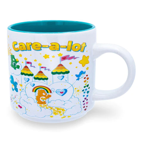 CARE BEARS "CARE-A-LOT" ALLOVER ICONS CERAMIC COFFEE MUG | HOLDS 13 OUNCES