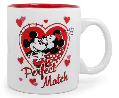 MICKEY AND MINNIE MOUSE "PERFECT MATCH" CERAMIC COFFEE MUG | HOLDS 20 OUNCES