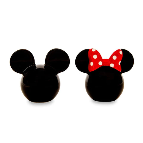 DISNEY MICKEY AND MINNIE MOUSE CERAMIC SALT AND PEPPER SHAKERS | SET OF 2