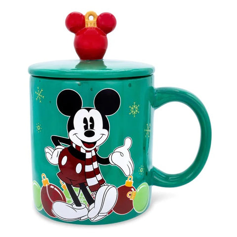 DISNEY MICKEY MOUSE HOLIDAY ORNAMENTS CERAMIC MUG | HOLDS 18 OUNCES