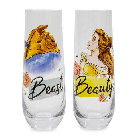 DISNEY BEAUTY AND THE BEAST STORYBOOK STEMLESS FLUTED GLASSWARE | SET OF 2