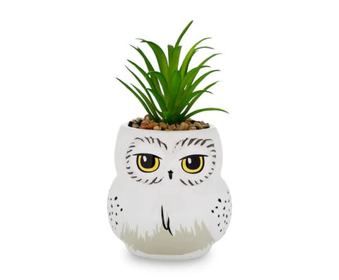 HARRY POTTER HEDWIG 3-INCH CERAMIC MINI PLANTER WITH ARTIFICIAL SUCCULENT