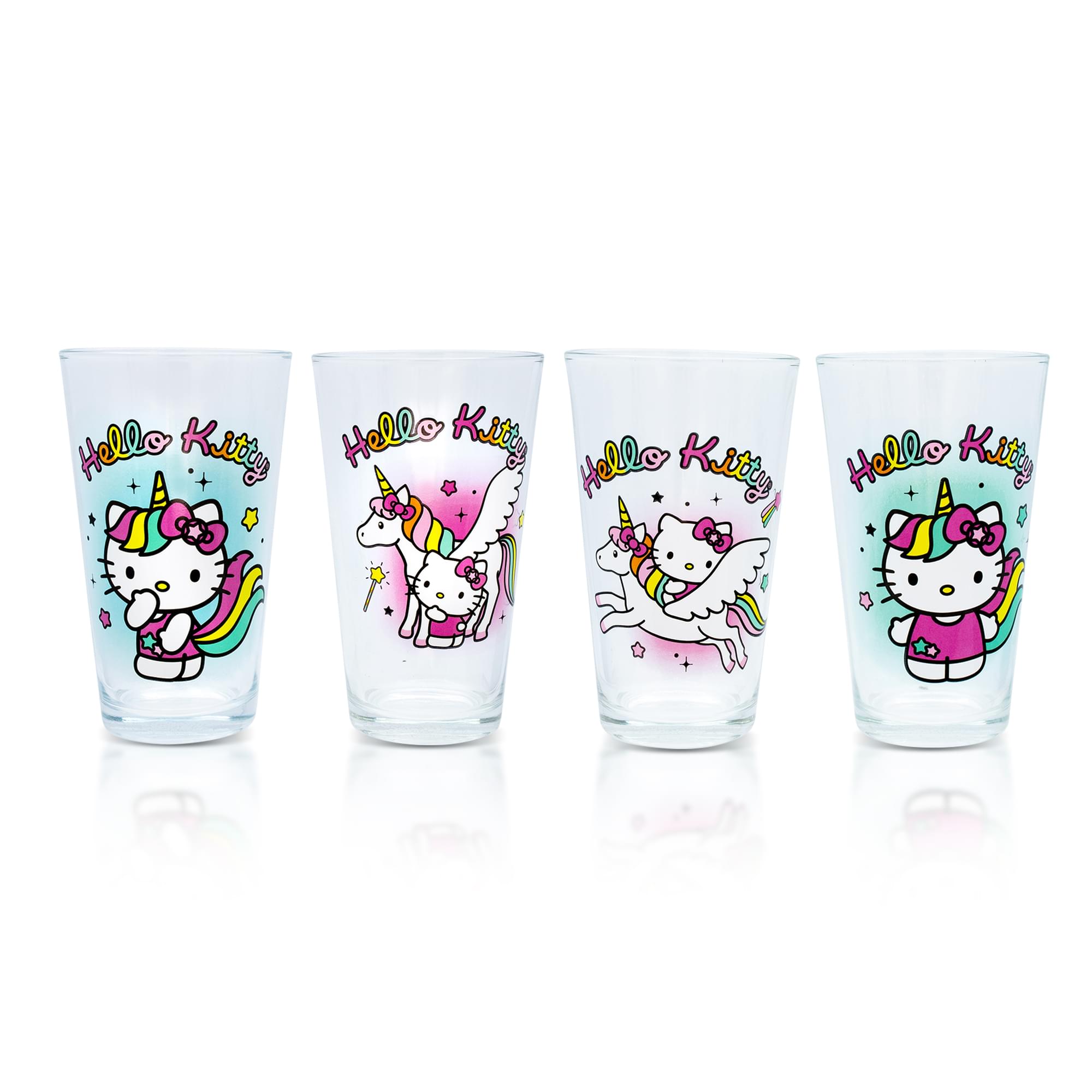 Sanrio Hello Kitty Unicorns 16-Ounce Pint Glasses , Set Of 4