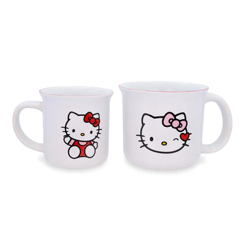 HELLO KITTY 9 AND 16 OUNCE CERAMIC CAMPER MUG SET OF 2