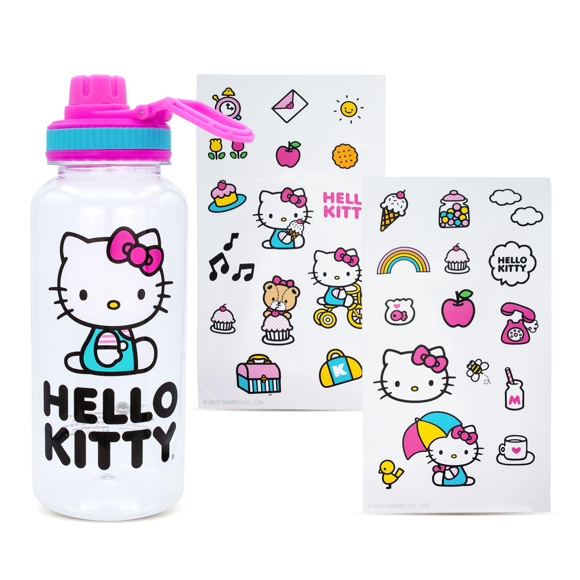 Sanrio Hello Kitty Icons 32-Ounce Water Bottle And Sticker Set