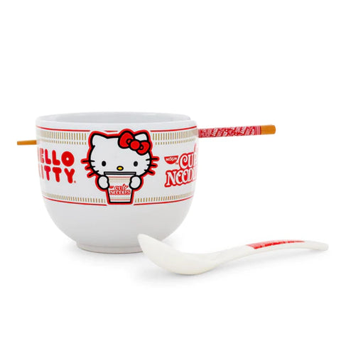 SANRIO HELLO KITTY X NISSIN 20-OUNCE RAMEN BOWL WITH CHOPSTICKS AND SPOON