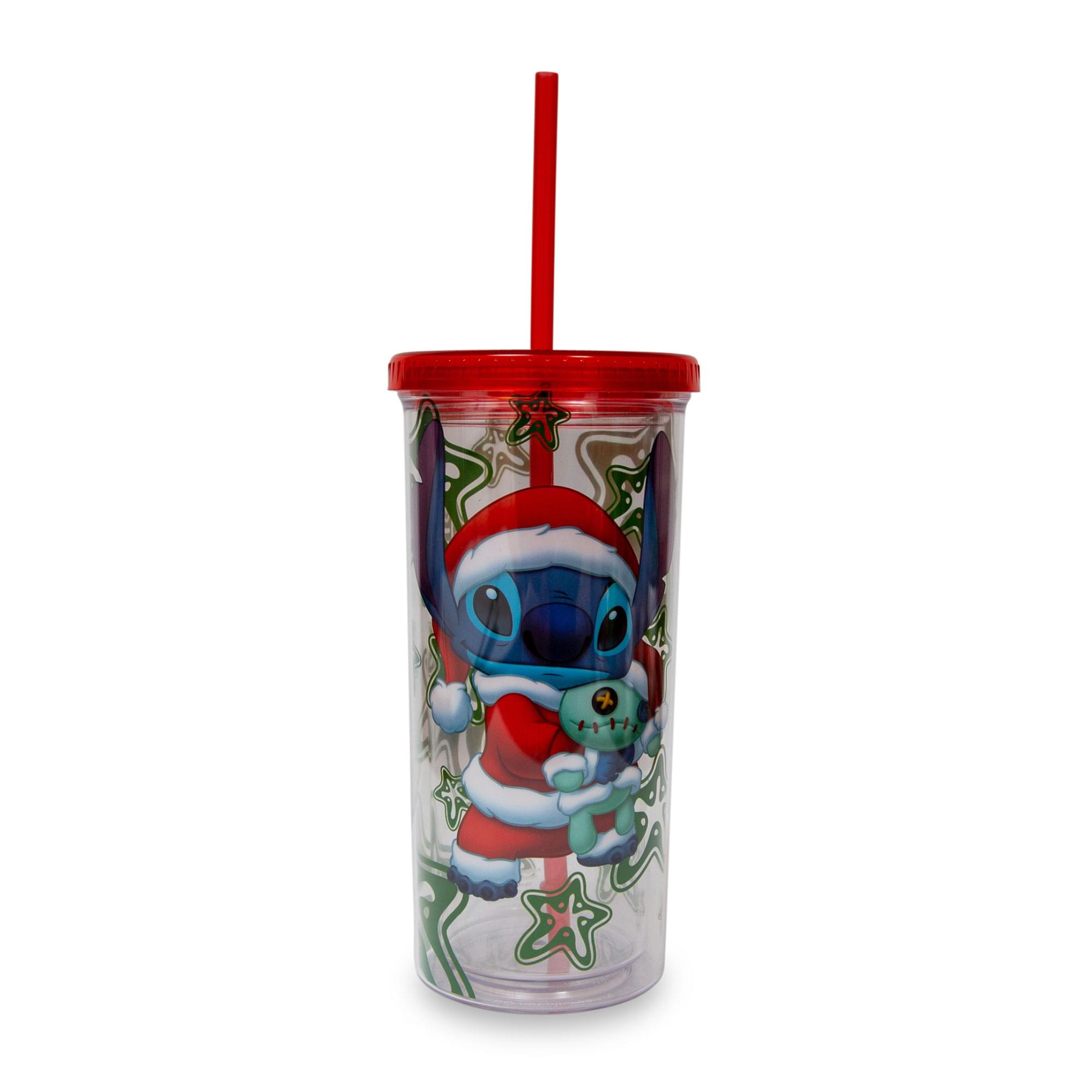 Disney Lilo & Stitch Santa Outfit Carnival Cup With Lid And Straw , Holds 20 Ounces