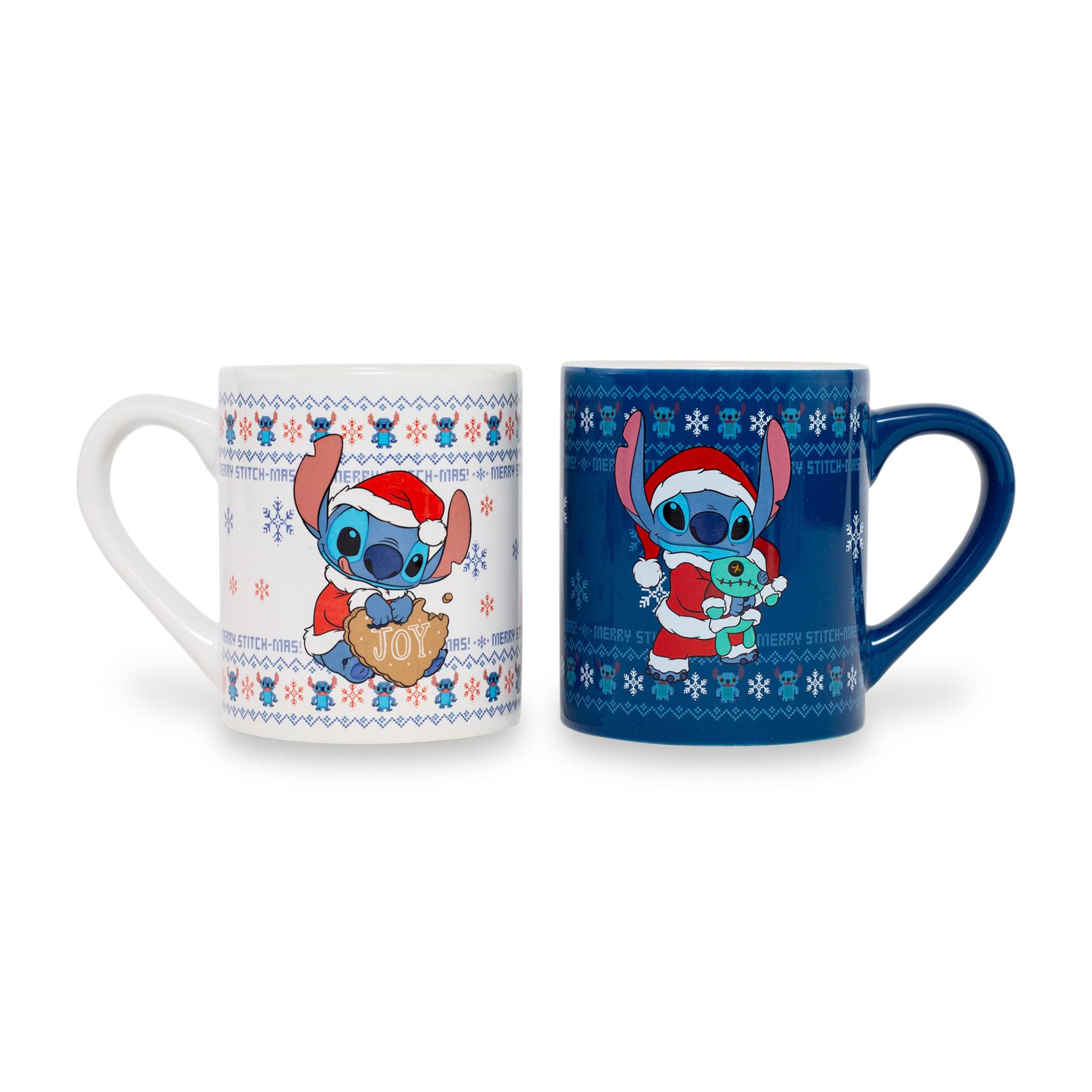 Disney Lilo & Stitch Holiday Sweaters Ceramic Mugs , Set Of 2