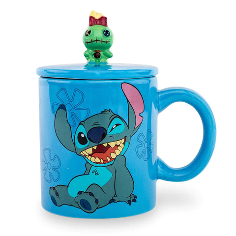 DISNEY LILO & STITCH "OHANA MEANS FAMILY" CERAMIC MUG WITH LID | HOLDS 18 OUNCES