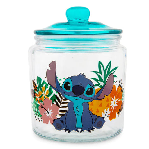 DISNEY LILO & STITCH GLASS SNACK JAR CONTAINER WITH LID | 6 INCHES TALL