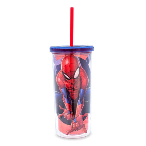 MARVEL COMICS SPIDER-MAN CARNIVAL CUP WITH LID AND STRAW | HOLDS 20 OUNCES