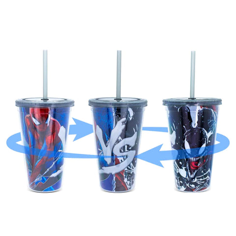 MARVEL SPIDER-MAN VS. VENOM CARNIVAL CUP WITH LID AND STRAW | HOLDS 20 OUNCES