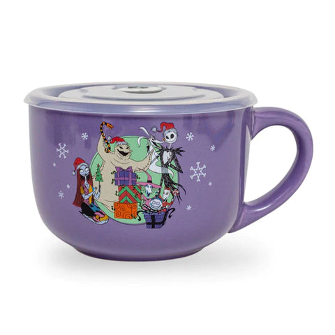 DISNEY THE NIGHTMARE BEFORE CHRISTMAS "MERRY SCARY" CERAMIC SOUP MUG WITH LID