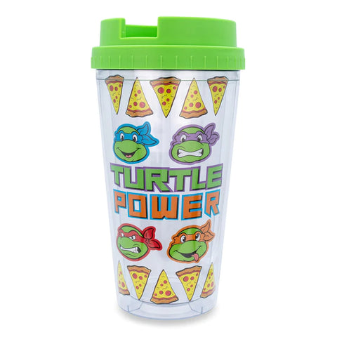 TEENAGE MUTANT NINJA TURTLES PIZZA SLICES PLASTIC TRAVEL TUMBLER | 16 OUNCES