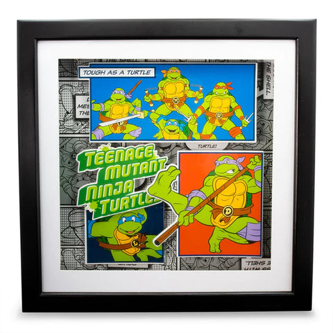 TEENAGE MUTANT NINJA TURTLES WOOD FRAME 3D SHADOW BOX WALL ART | 14 X 14 INCHES