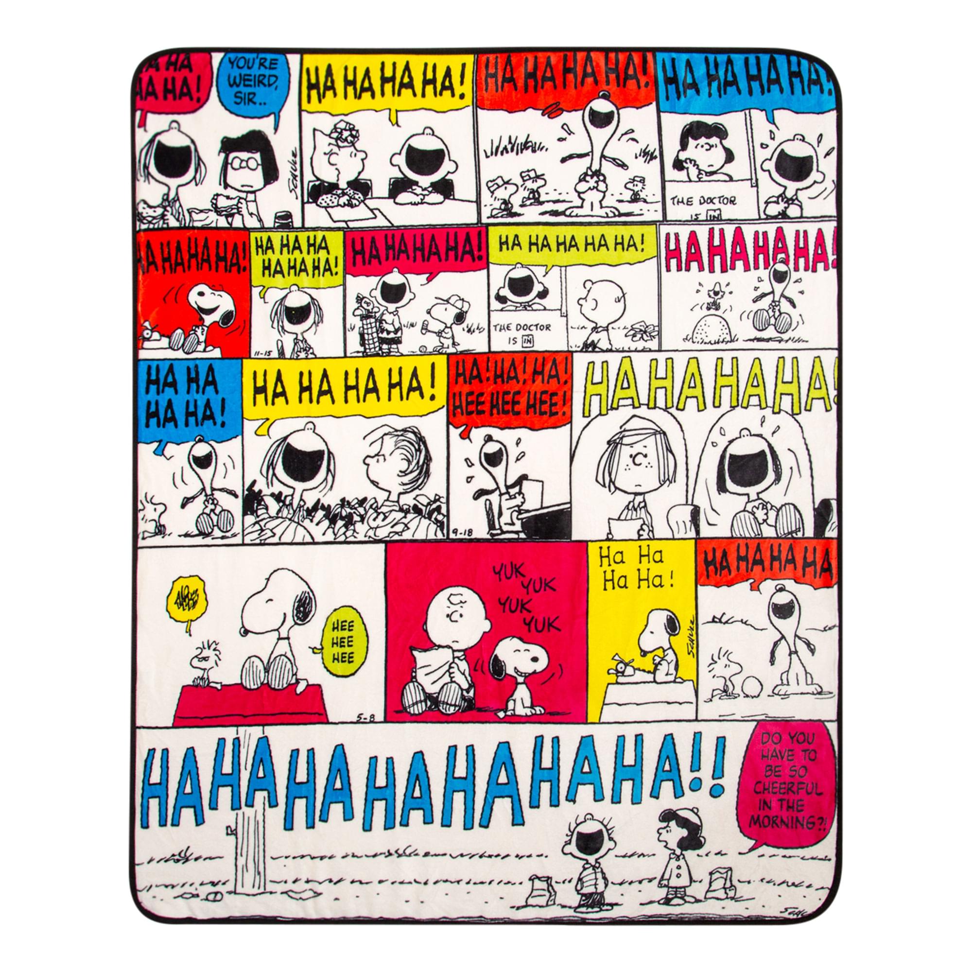 Peanuts Ha Ha Ha Comic Strip Panels Sherpa Throw Blanket , 50 X 60 Inches