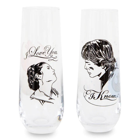 STAR WARS HAN AND LEIA "I LOVE YOU, I KNOW" STEMLESS FLUTED GLASSWARE | SET OF 2