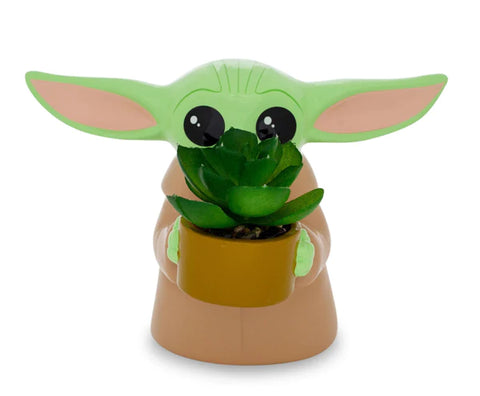 STAR WARS: THE MANDALORIAN GROGU CERAMIC 4 INCH MINI PLANTER WITH ARTIFICIAL SUCCULENT