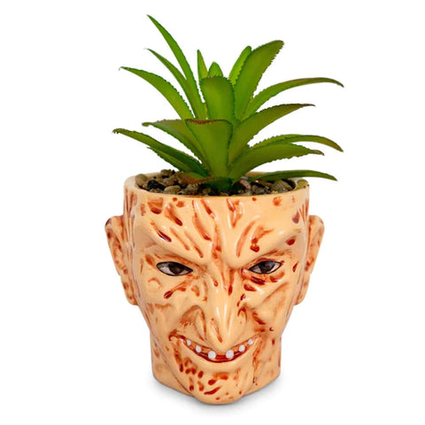 A NIGHTMARE ON ELM STREET FREDDY KRUEGER CERAMIC PLANTER W/ ARTIFICIAL SUCCULENT