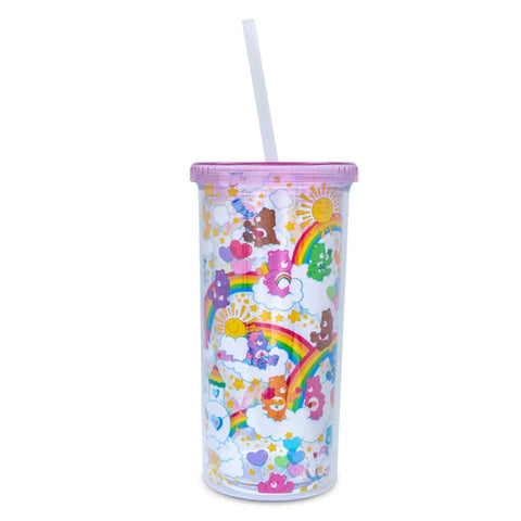 CARE BEARS RAINBOW STARS CARNIVAL CUP WITH LID AND STRAW | HOLDS 20 OUNCES