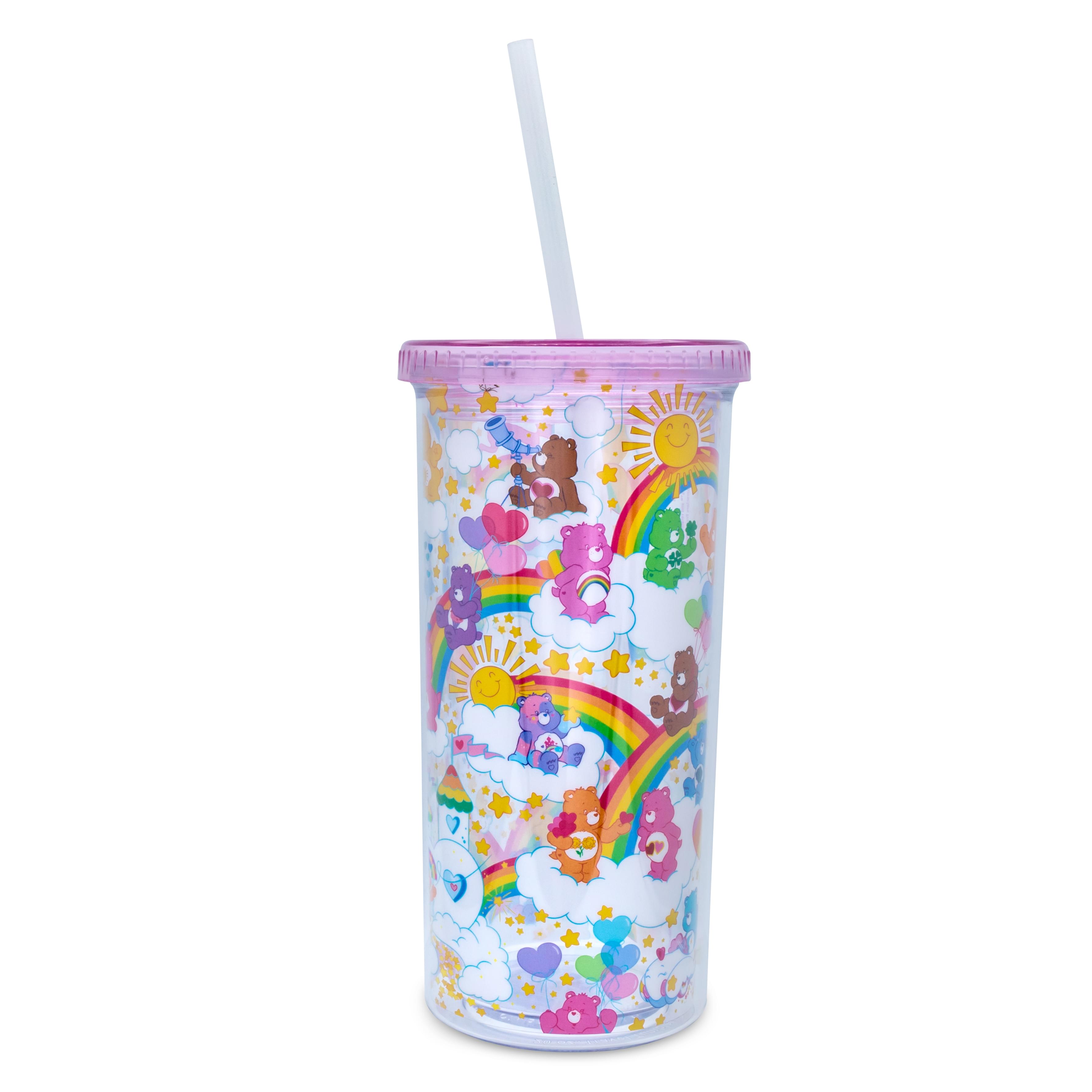 Care Bears Rainbow Stars Carnival Cup With Lid And Straw , Holds 20 Ounces