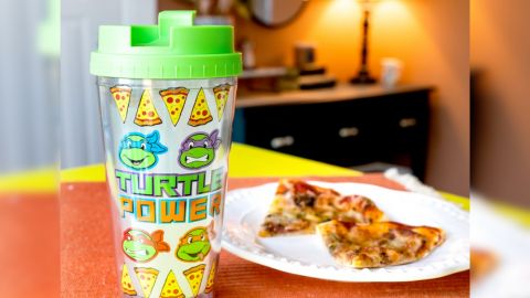 TMNT Tumbler with Pizza on a Plate 
