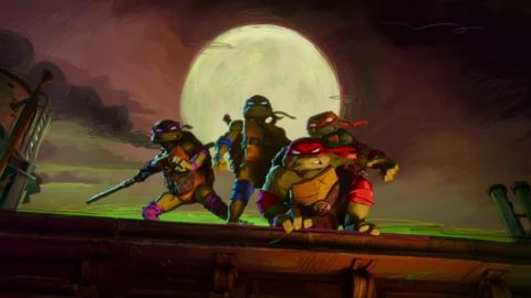 Teenage Mutant Ninja Turtles with Moon Background